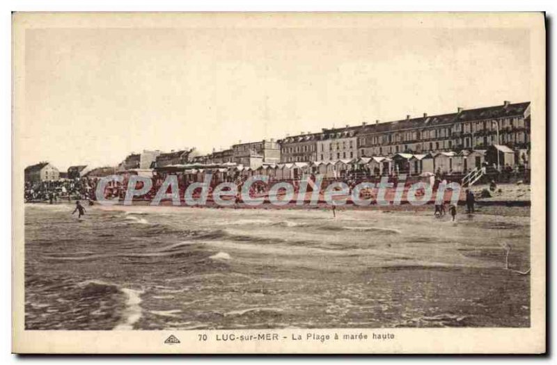 Postcard Old Luc sur Mer The Beach at high tide