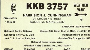 QSL Radio Card From Augusta Maine KKB 3757