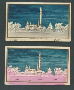 1905 Post Card Detroit MI Pair 2 Scenes 1 Mint 1 Post W/Gold Frame Embossed-----