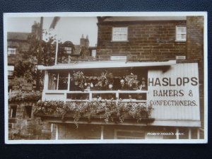 Yorkshire ROBIN HOOD'S BAY Haslops Bakers & Confectioners - Old RP Postcard