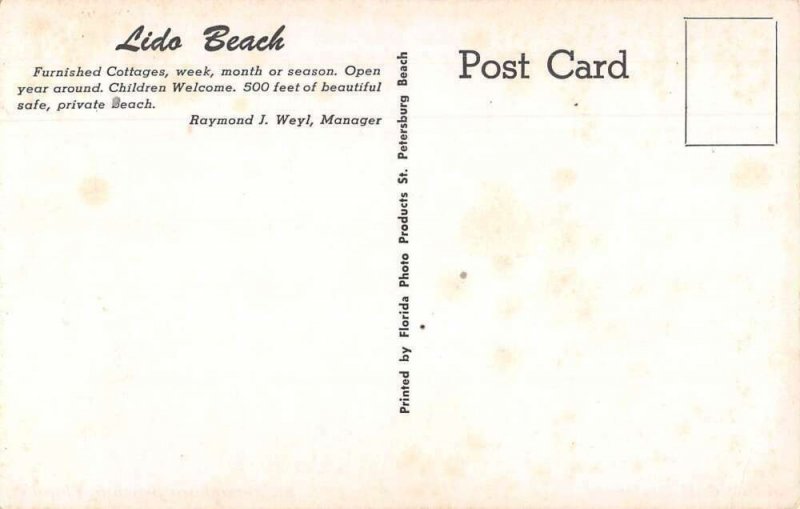 St Petersburg Florida Lido Beach Vintage Postcard AA35598