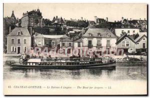 Postcard Old Chateau Gontier D'Angers Boat