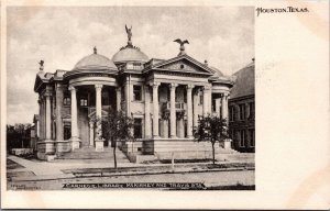 Houston Texas Carnegie Library Mckinney and Travis Sts Vintage Postcard C055