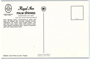 Royal Inn of Palm Sprigs Roadside Motel Postcard Treated Like a King c1970