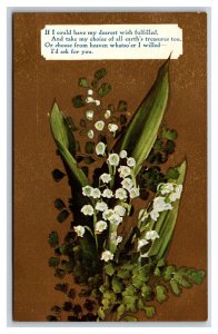 Romance Poem Lily of the Valley Flower Bouquet UNP Unused Gilt DB Postcard U8