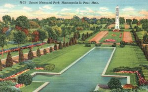 Vintage Postcard 1941 Sunset Memorial Park Minneapolis To St. Paul Minnesota MN