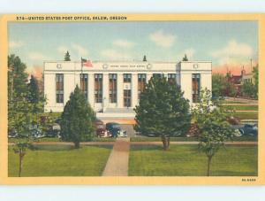 Unused Linen POST OFFICE SCENE Salem Oregon OR hs1247@