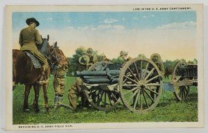 U.S. Army Cantonment Repairing Field Gun Postcard R12