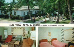 Vintage Postcard Excellent Sun View Apartments & Motel Fort Lauderdale Florida