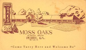 Perry Georgia view from street of Moss Oaks vintage pc DD7017