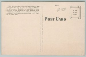 Lima Ohio~Schoonover Park Swimming Pool~1940s Linen Postcard