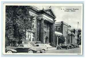 c1930's U.S Veterans Hospital Cars Front Dwight Illinois IL Vintage Postcard 