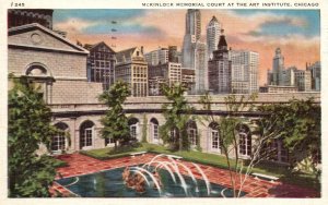 Vintage Postcard 1938 McKinlock Memorial Court At Art Institute Chicago Illinois