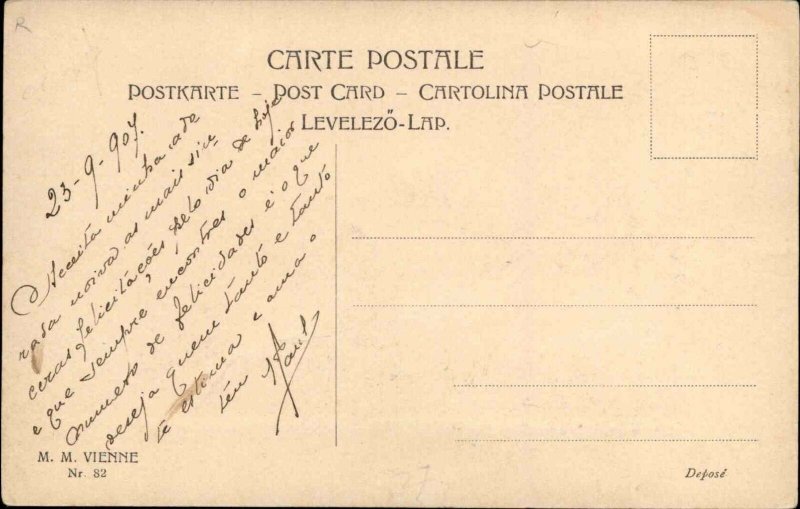 Antique Postcard SEPTEMBRO 1907 MM Vienne Beautiful Women ART NOUVEAU