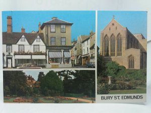 Vintage Postcard Multiview Bury St Edmunds Leeson Burdon Chemists Wimpey Bar