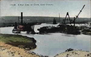 Cape Cod Canal Construction Dredging Dredge Boats c1910 Postcard