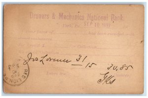 1897 Drovers & Mechanics National Bank York PA Hildebrann Antique Postal Card