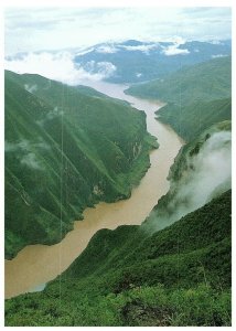 Aerial View Three Magificent Gorges Yangtze River China Postcard