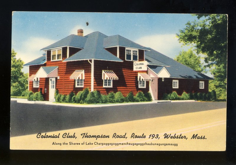 Webster, Massachusetts/MA/Mass Postcard, Colonial Club Restaurant