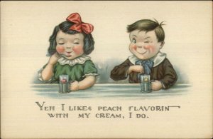 Charles Twelvetrees - Cute Kids Romance at Soda Fountain #99 c1920 Postcard