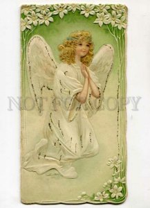 3101183 Winged ANGEL Greeting Vintage Embossed Folded Card RARE