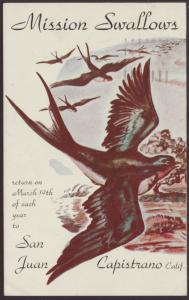Mission Swallows Postcard BIN