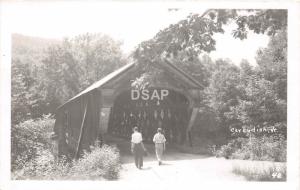 C66/ Vermont VT RPPC Postcard Covered Bridge c1950 Cavendish People 1 