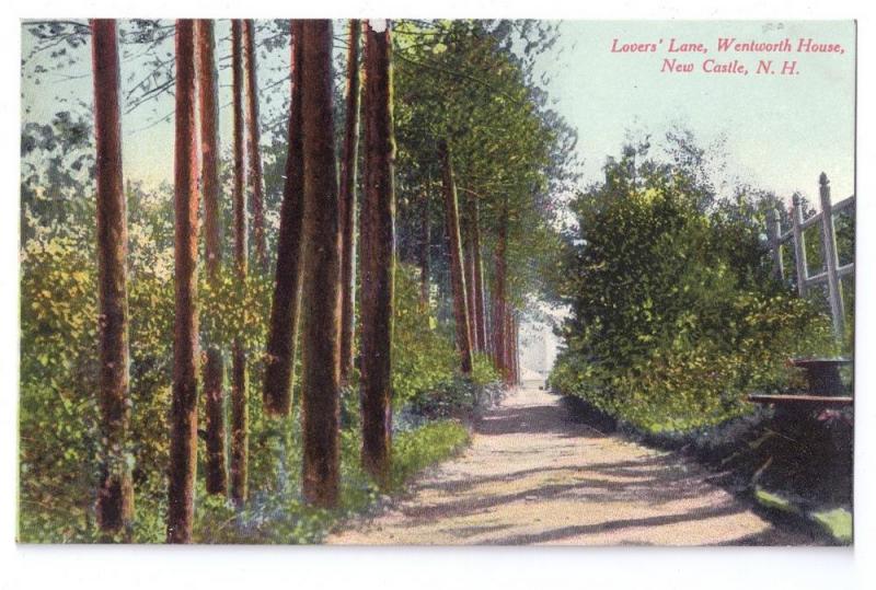 New Castle NH Wentworth House Lovers Lane Vintage Postcard