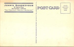 San Francisco, CA California  JOHN'S RENDEZVOUS RESTAURANT  ca1940's Postcard