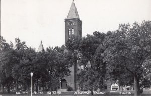 Postcard RPPC Court House Square Aurora Nebraska