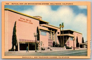 Vtg Hollywood CA Mutual Don Lee Broadcasting System 1940s View Postcard