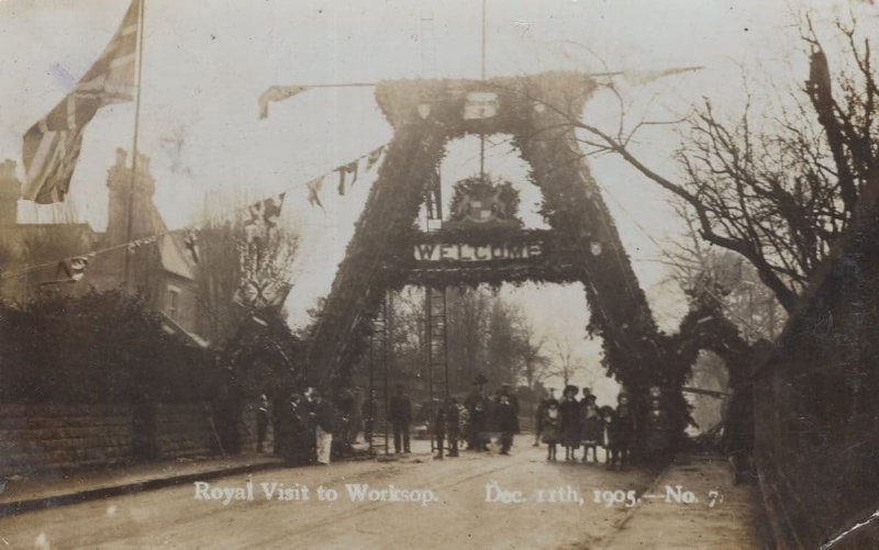 Royal Visit To Worksop Nottingham Union Jack RPC Postcard