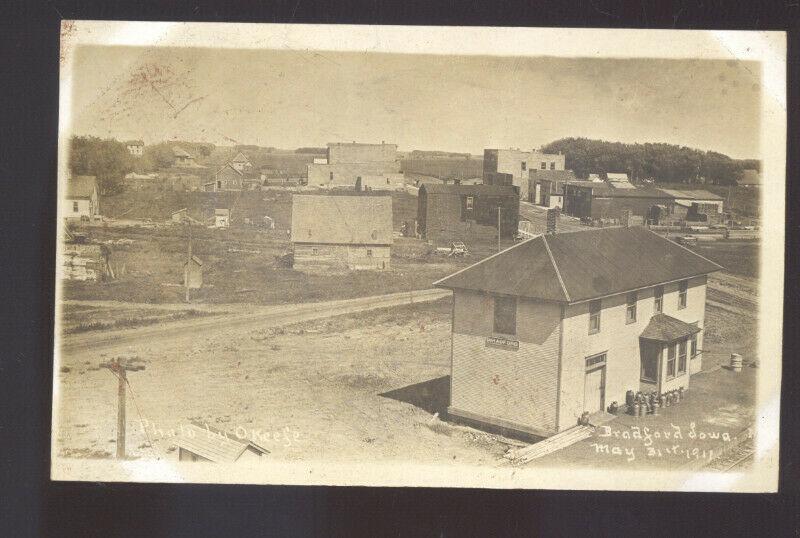 RPPC BRADFORD IOWA DOWNTOWN BIRDSEYE VIEW O'KEEFE REAL PHOTO POSTCARD