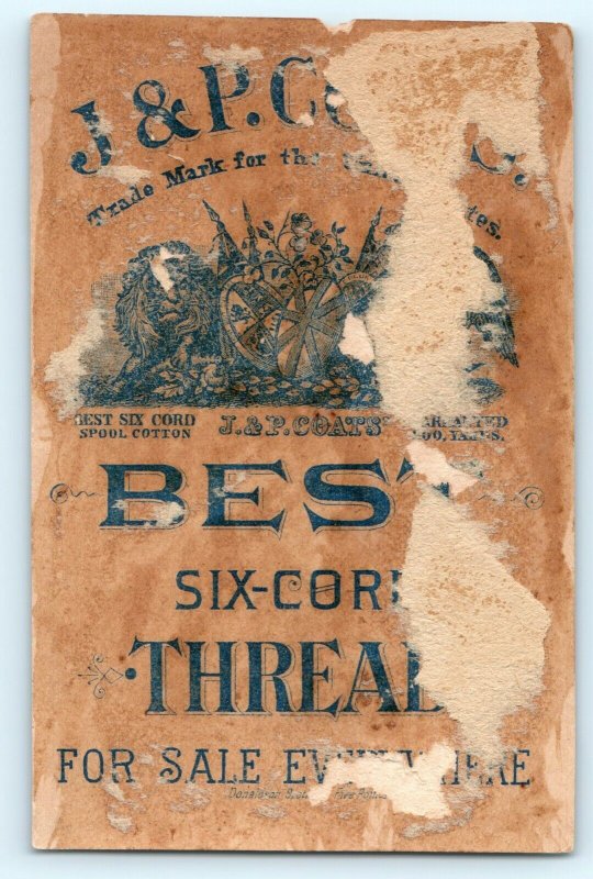 c1880s J&P Coats Girls on See Saw Victorian Trade Card London Bridge Gold C24