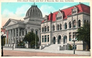 Vintage Postcard Court House And Hall Of Records San Jose California Pacific Nov