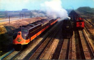Trains Illinois Central Railroad Pullman Panama Limitied and Two Coal Trains