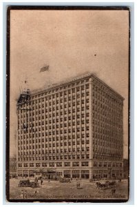 1913 Brotherhood Locomotive Engineers Building Cleveland Ohio Postcard 