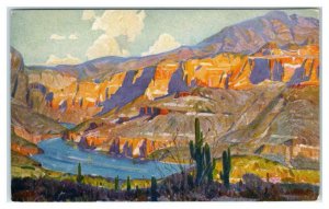 LAKE APACHE, AZ ~ Artist's View c1920s Southern Pacific Railroad Postcard