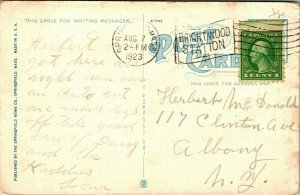 BPO Elks No 61 Building Lodge Springfield Massachusetts MA 1923 WB Postcard