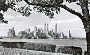 Vintage Postcard RPPC Manhattan Skyline Governor's Island New York City