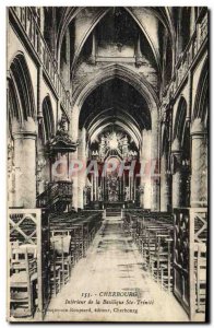 Old Postcard Cherbourg Interior of the Basilica of St. Trinite