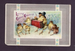 Antique Easter-Dressed Chick with Accordion postcard Ellen Clapsaddle 1912