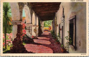 postcard CA - Mission San Juan Capistrano - Front Corridor