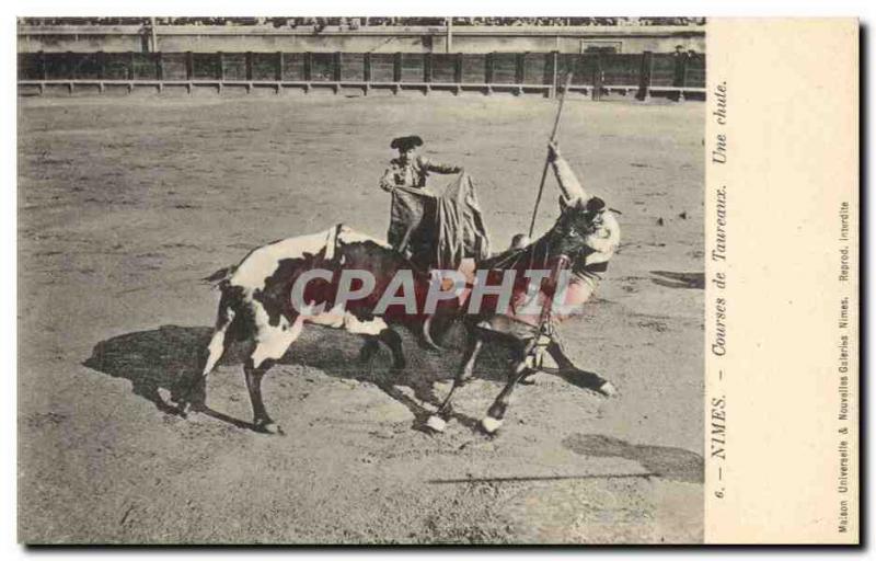 Old Postcard Bullfight Bullfight Nimes Fall