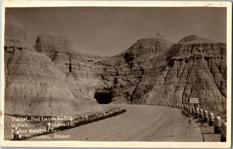 RPPC Tunnel, Bad Lands National Park SD Vintage Postcard A37