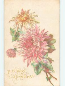 Divided-Back birthday BEAUTIFUL PINK FLOWERS o8939