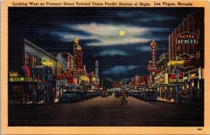 Looking West Fremont Street Union Pacific Station Las Vegas NV Postcard PC192