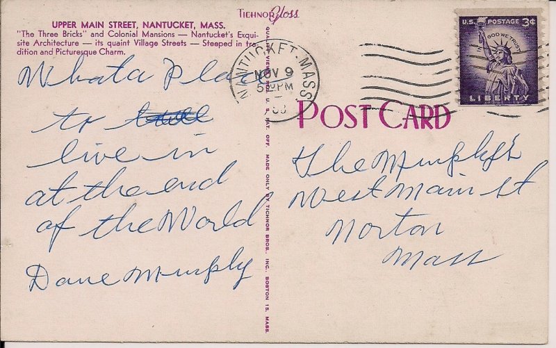 Nantucket, Architecture, Main Street 1958 Massachusetts