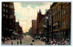 1913 Monroe Streets People View Grand Rapids Michigan MI Posted Vintage Postcard