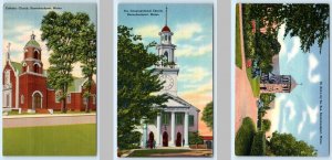 3 Postcards KENNEBUNKPORT, ME ~ Churches CATHOLIC, Congregational, St. Ann's